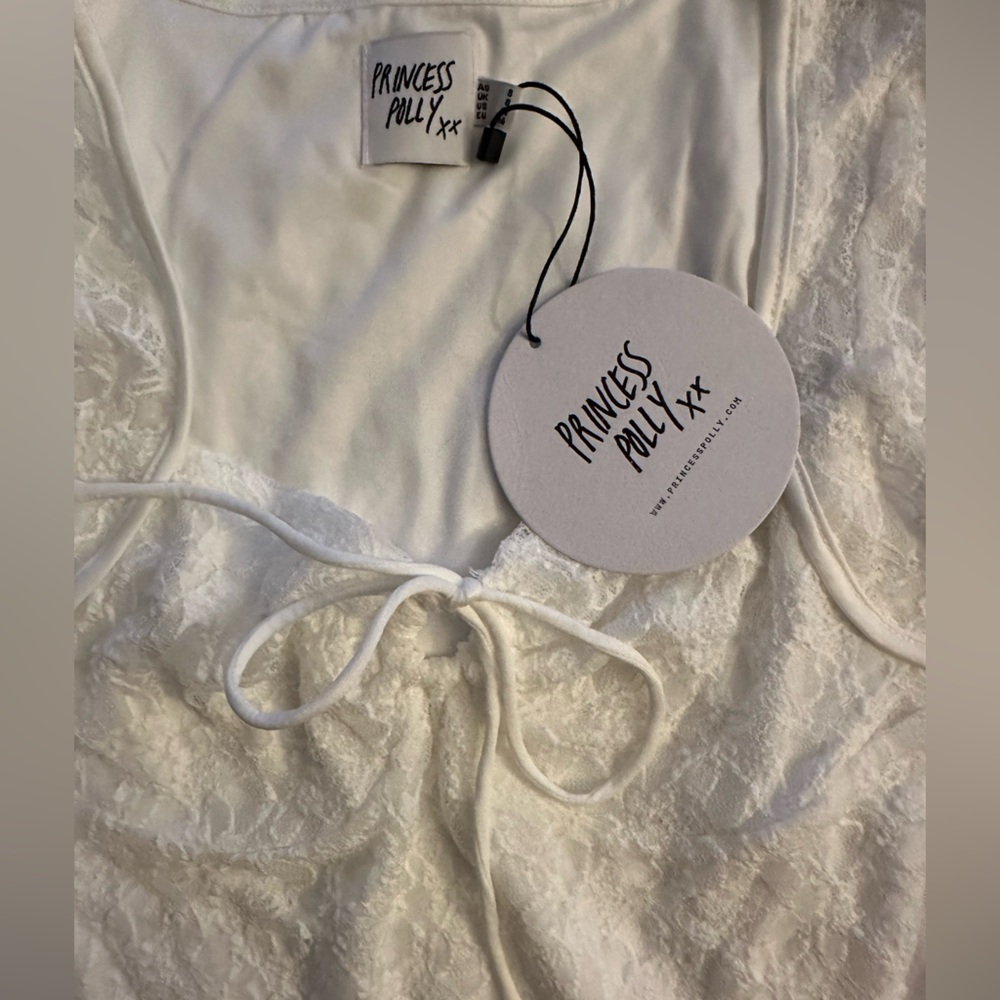 Princess Polly long sleeve white lace tie shirt NWT - Picture 4 of 5